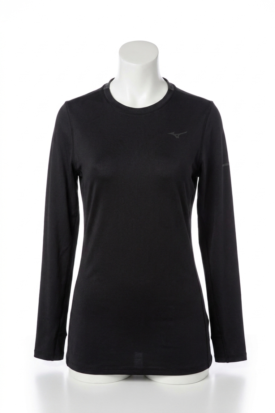 NEW MIZUNO women's breath thermo long sleeve top in black